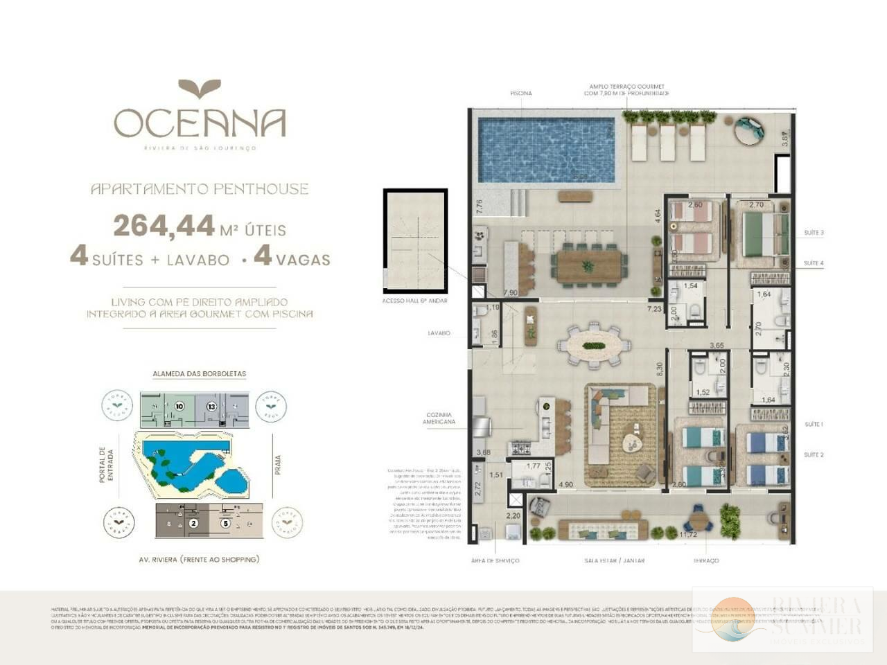 AP8096-SOBQ-10 Apartamento com 3 dormitórios à venda, 140 m² por R$ 4.197.414,87 – Riviera Módulo 18 – Bertioga/SP