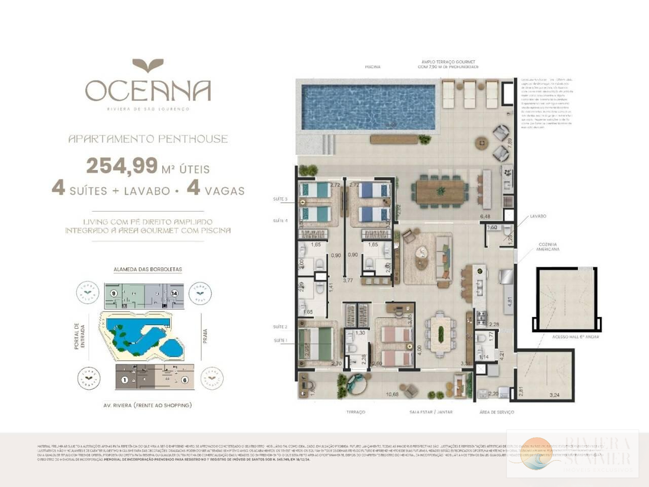 AP8096-SOBQ-11 Apartamento com 3 dormitórios à venda, 140 m² por R$ 4.197.414,87 – Riviera Módulo 18 – Bertioga/SP